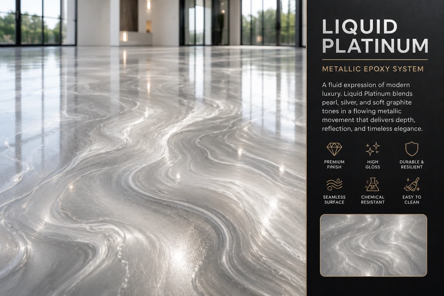 Liquid Platinum metallic epoxy finish